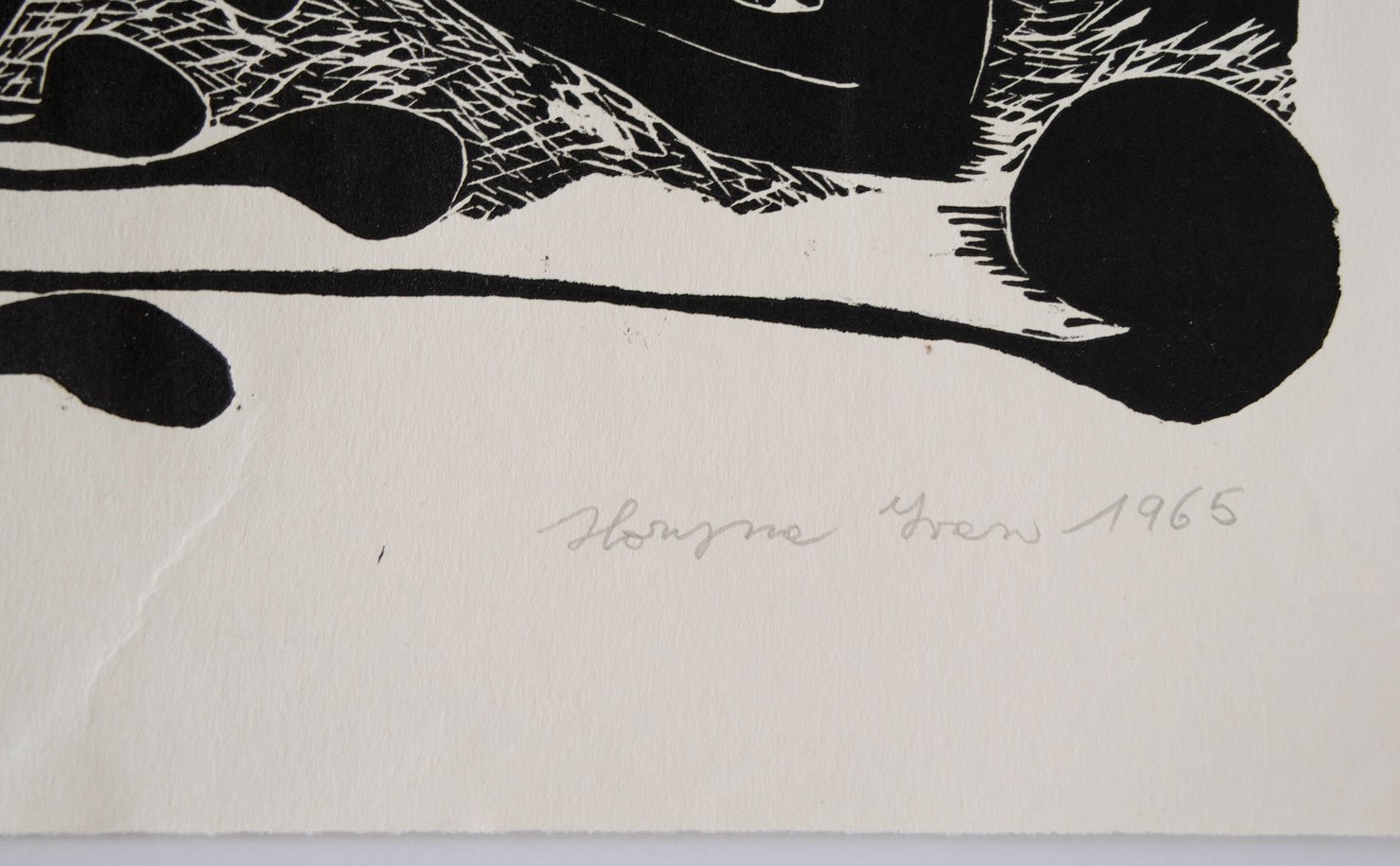 Figures in Black with Green and Orange