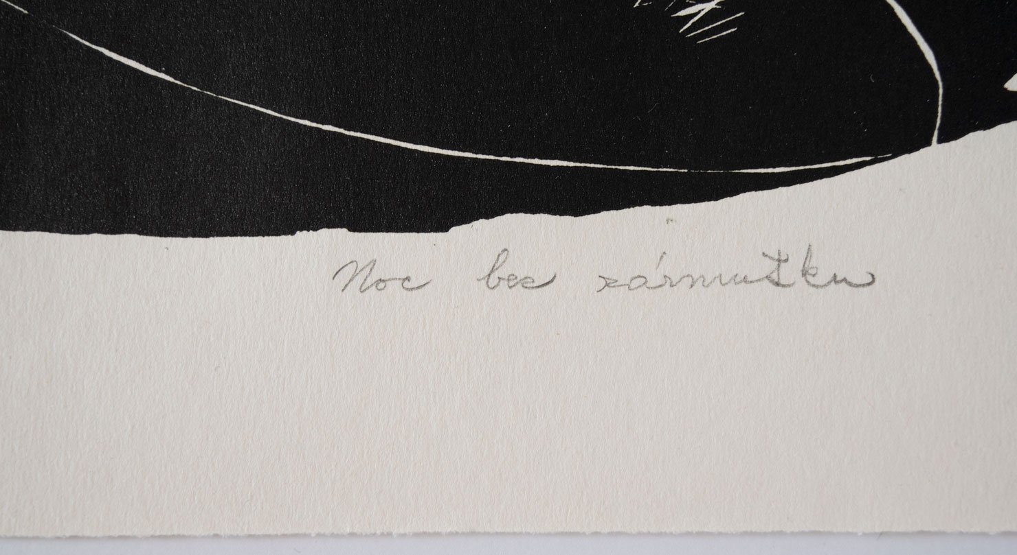 Figures in Black with Green and Orange