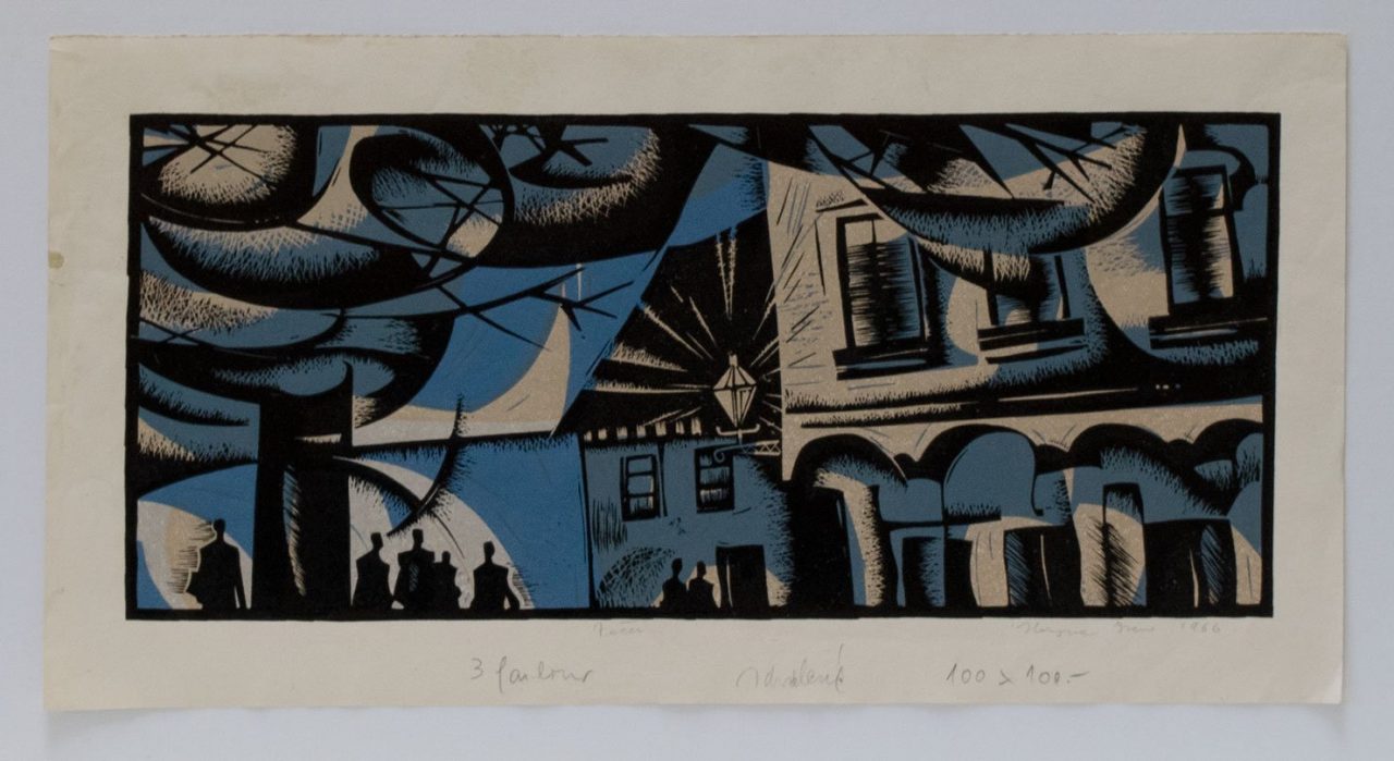 Street in blue and black with street light