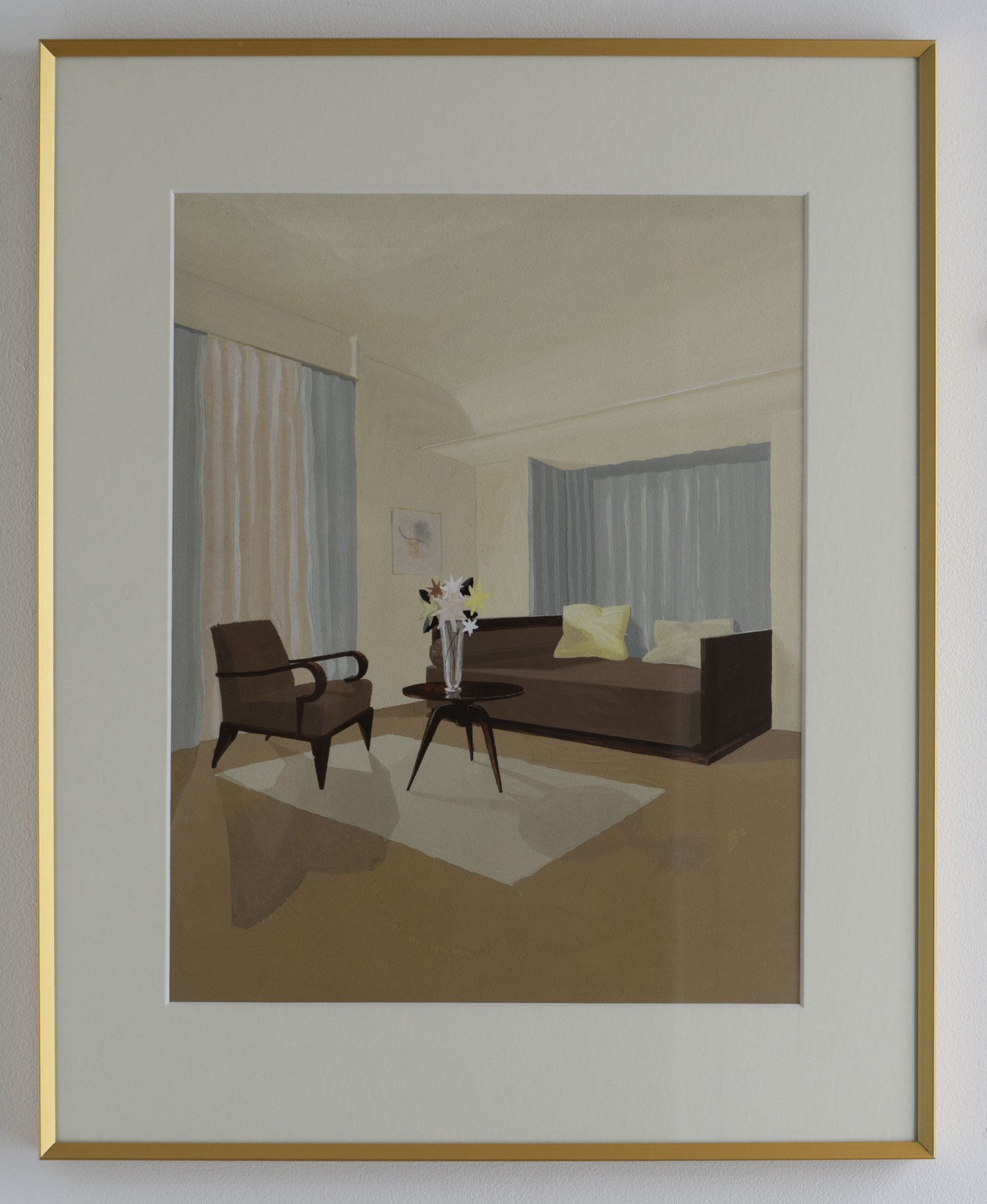 Interiors with Furniture in gold frames x2
