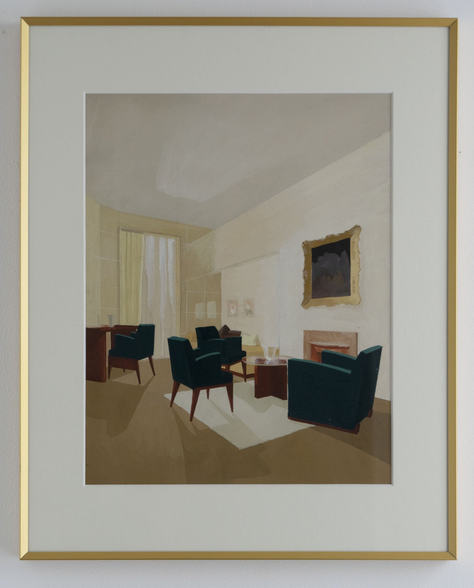 Interiors with Furniture in gold frames x2