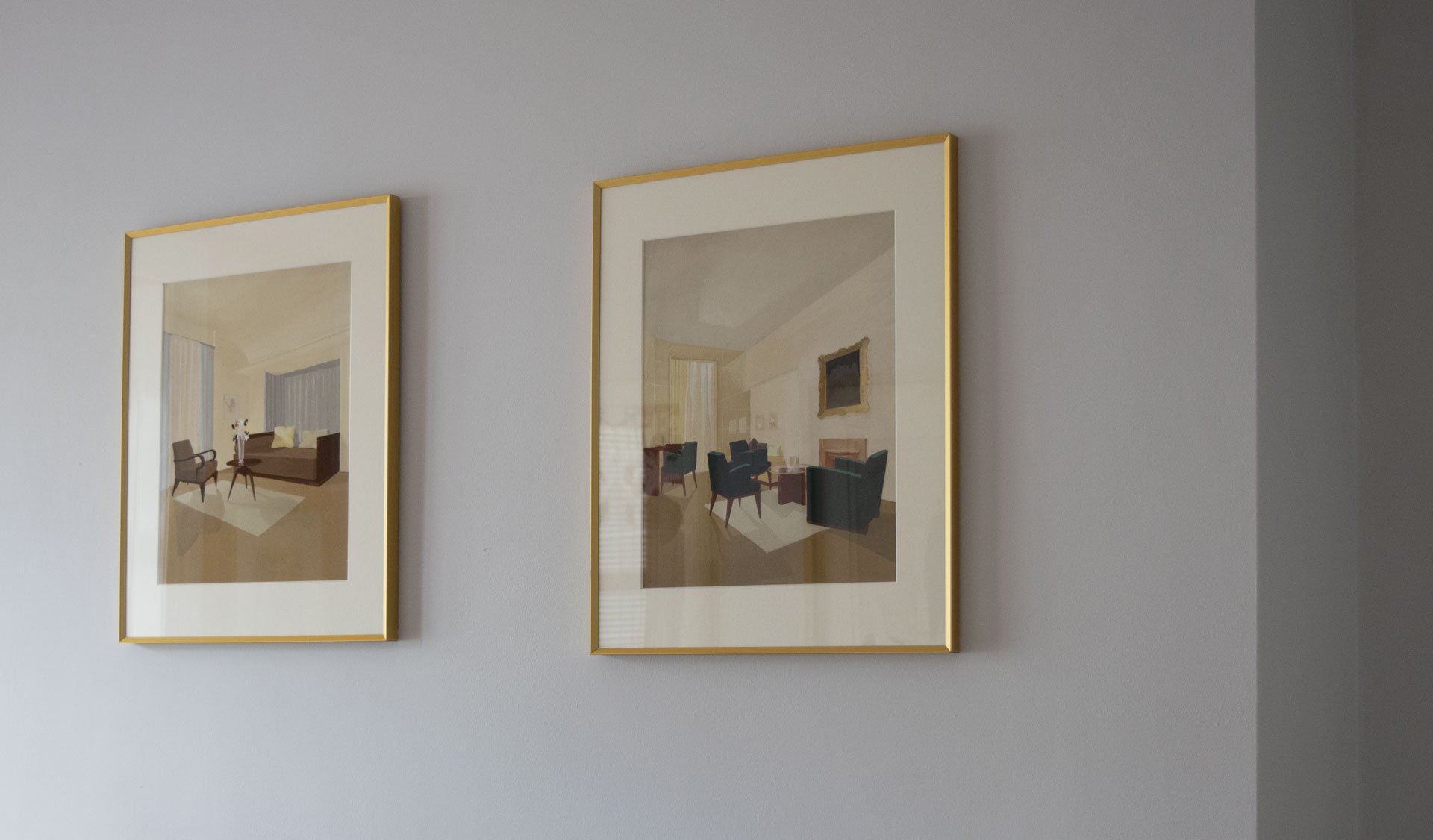 Interiors with Furniture in gold frames x2