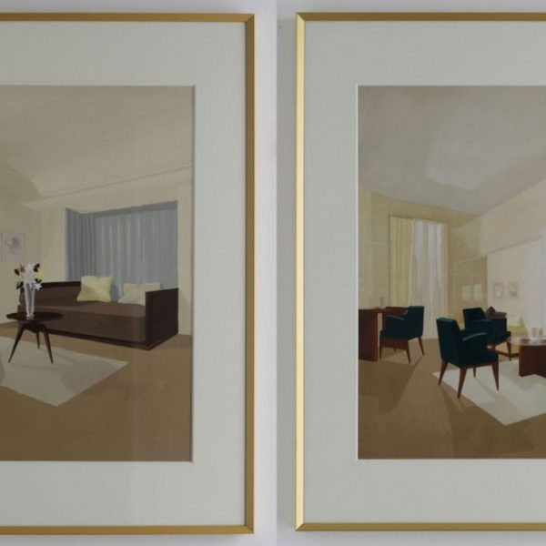 Interiors with Furniture in gold frames x2